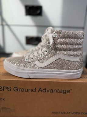 Vans Glitter High-Top Sneakers in Champagne Sparkle